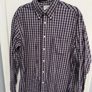 Brooks Brothers Men's Regent Non-Iron Button Down Blue Check Oxford Shirt Large